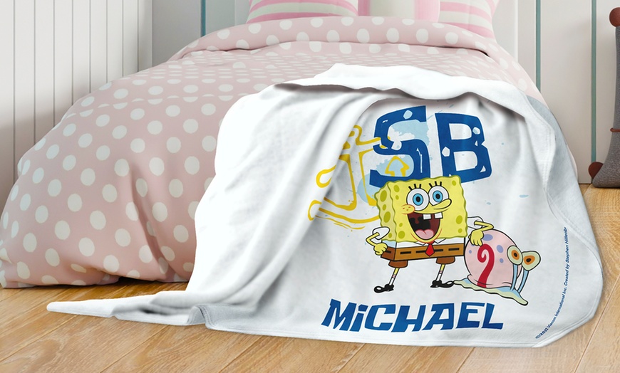 Image 1: Personalised Mink-Touch SpongeBob Blanket from Printerpix