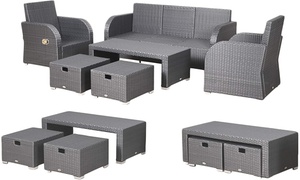  Outsunny Seven-Seater Rattan-Effect Recliner Furniture Set 