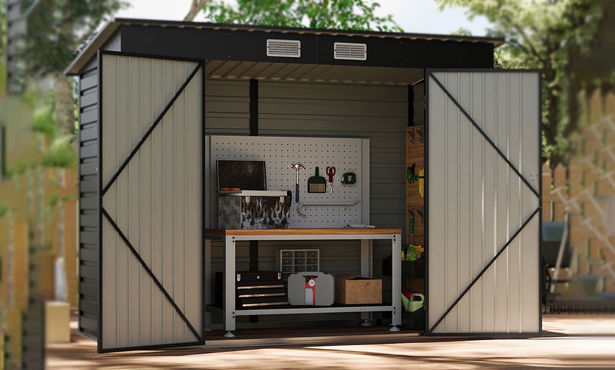 Image 1: Galvanized Steel Outdoor Storage Shed