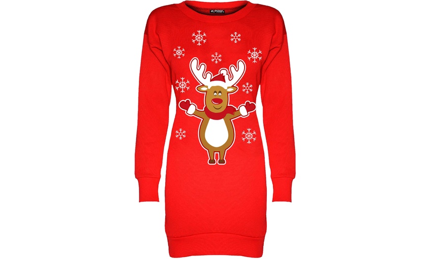 Image 6: Oops Christmas Print Baggy Sweatshirt Dress