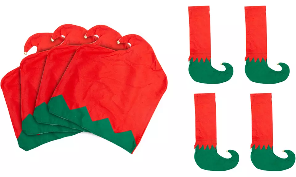 1 o 2 sets de 8 fundas navideñas con motivo de elfos para sillas y patas de mesa - Second Medium