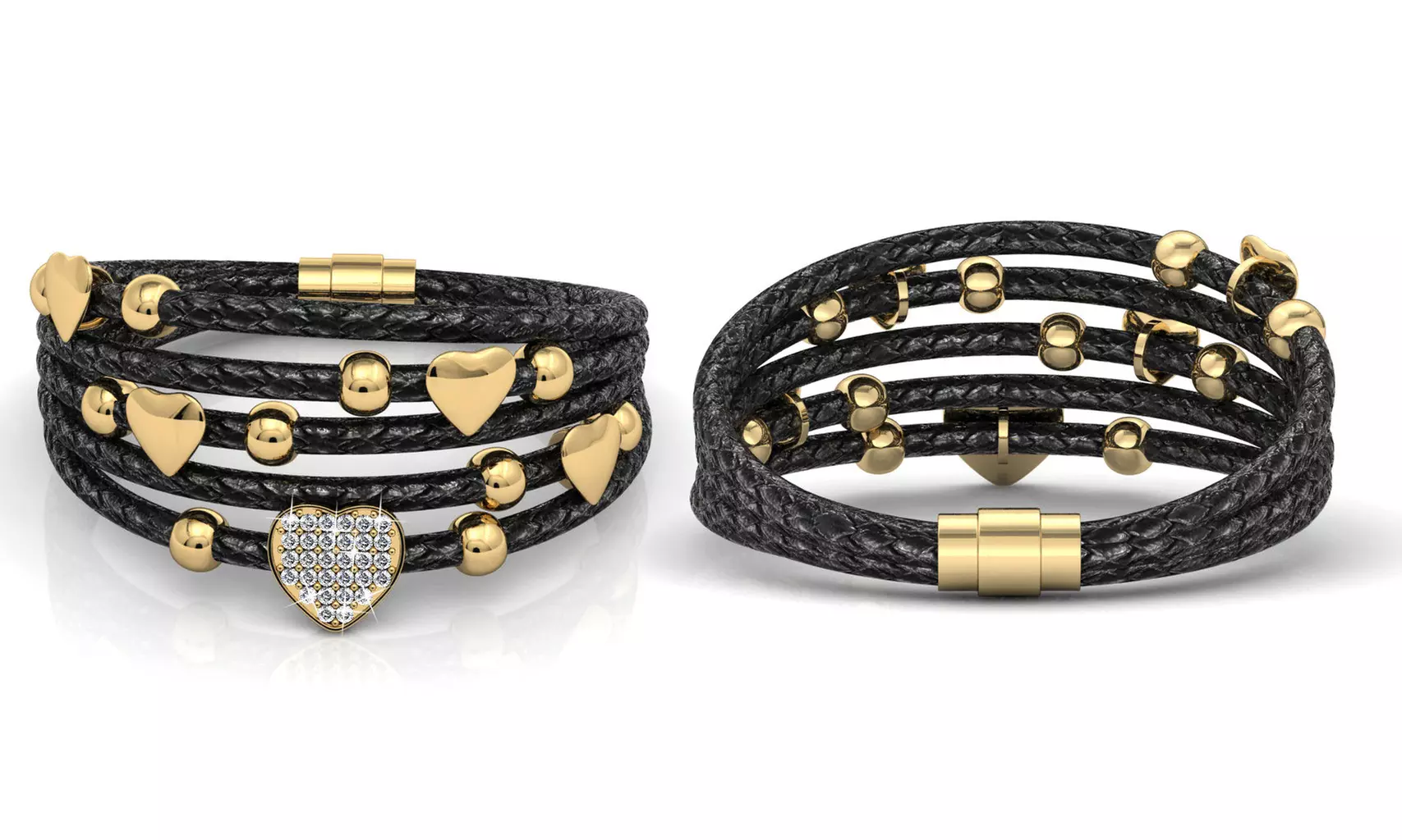 Bracciali intrecciati in pelle con cristalli premium disponibili in 2 modelli e colori - Image 5