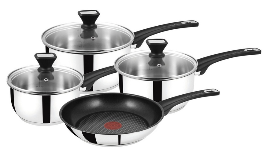 Image 1: Tefal Jamie Oliver Four-Piece Stainless Steel Pan Set