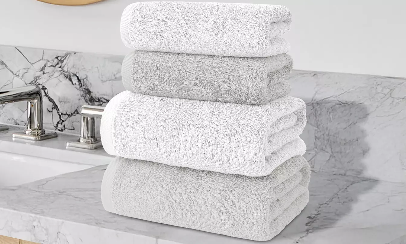Set di 4 asciugamani da bagno in cotone