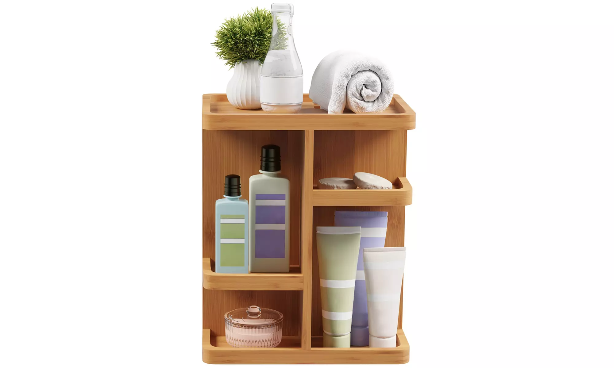 Lavish Home Rotating Bamboo Makeup Organizer - Second Medium