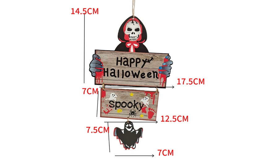 Image 7: Wooden Halloween Decorations Hanging Sign