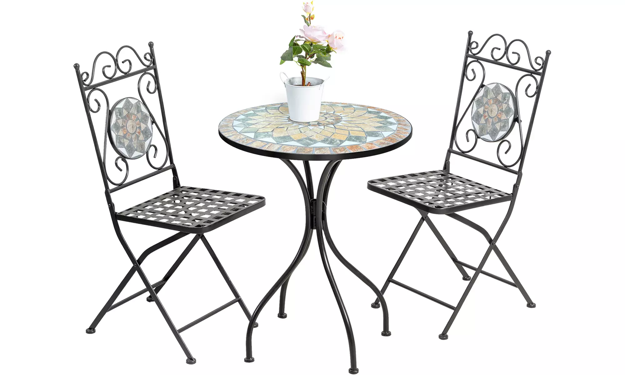 Set Bistrot con 2 sedie e 1 tavolo a mosaico