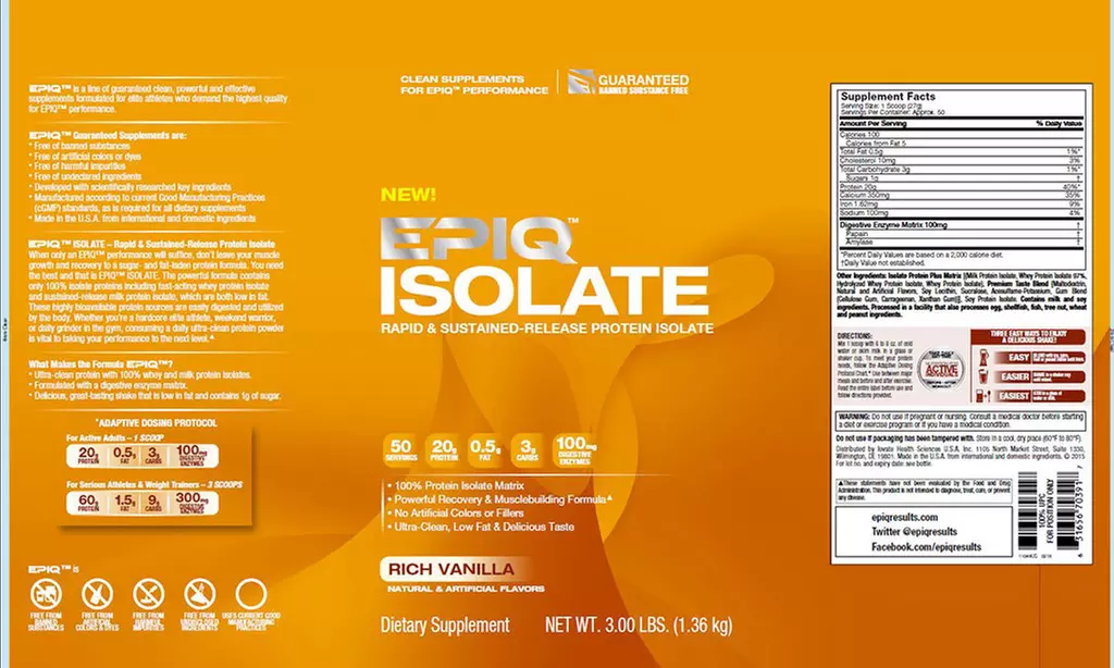 EPIQ Isolate Clean Protein Supplement (50 Servings) - Second Medium