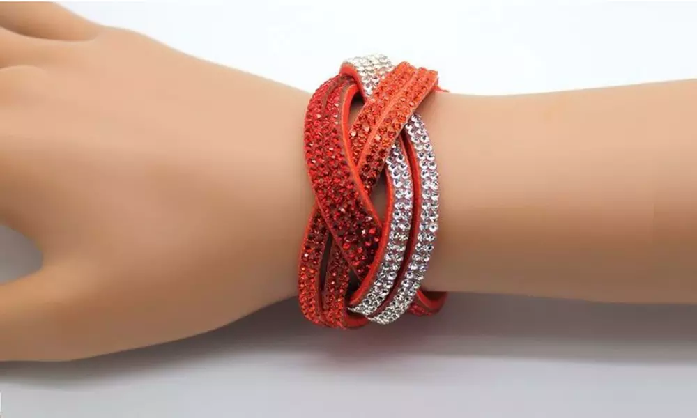Bracelet en similicuir orné de cristaux Swarovski® - Second Medium