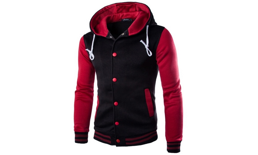 Image 6: Men's Hooded Baseball Jacket