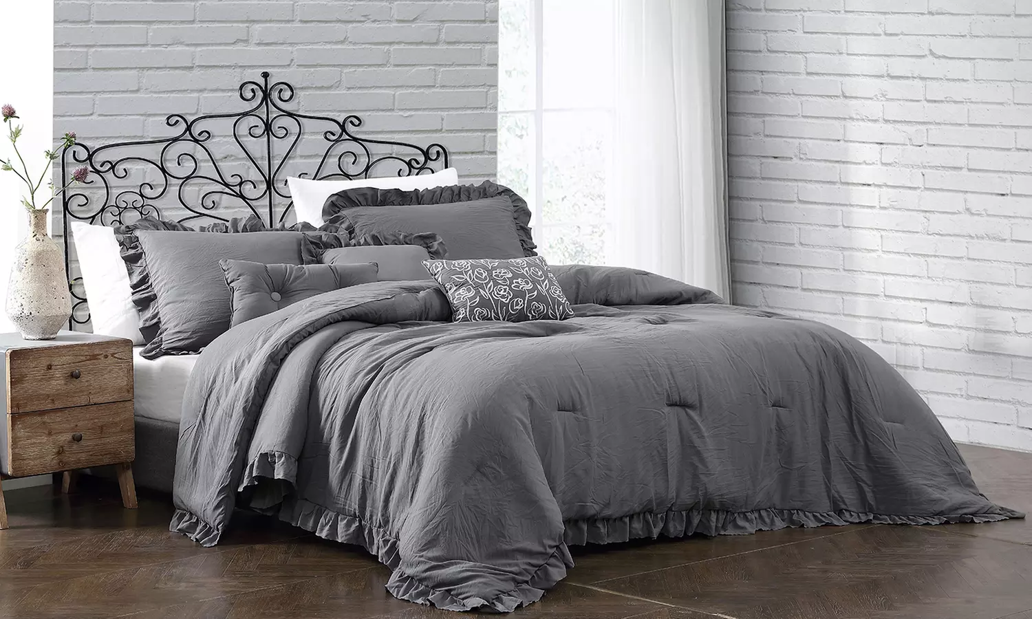 Microfiber Soft-Washed Ruffle Comforter Set (5- or 6-Piece) - Primary Image
