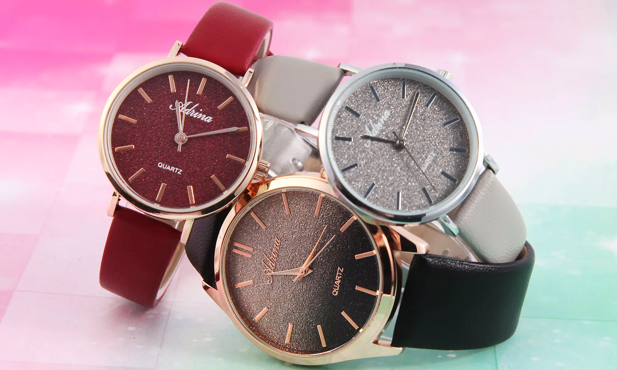 1 ou 2 montres pour femme de la marque Adrina avec bracelet imitation cuir - Primary Image