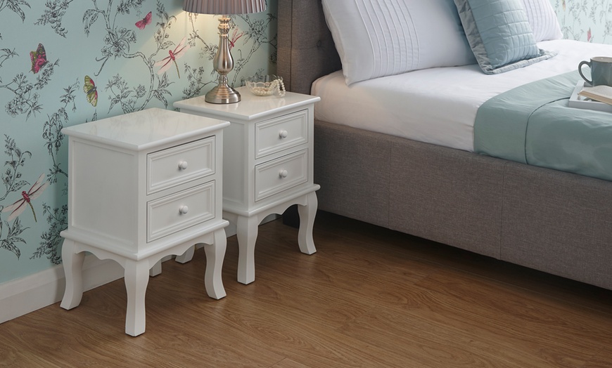 Image 6: One or Two White Bedside Tables
