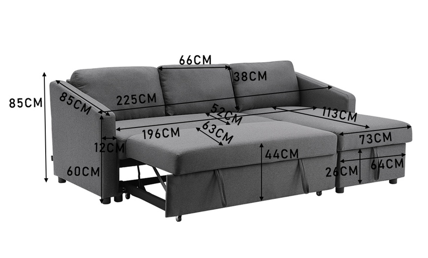 Image 13: Corner Sofa Bed with Storage for 3 Seaters