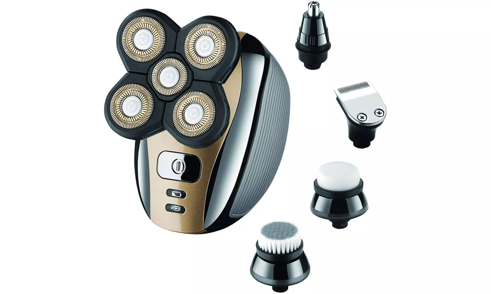 Electric Razor Men Grooming Kit 5 in 1 Wet Dry Rotary Shavers Facial Cleansing