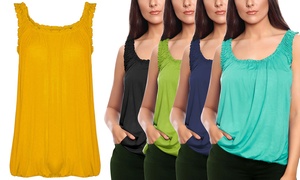 Women's Basic Sleeveless Elasticated Gathered Vest Top