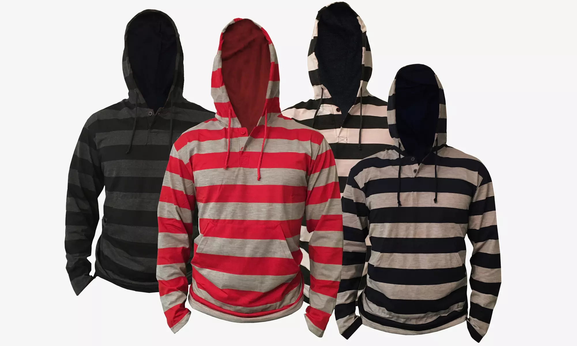 Men's Lightweight Striped Pullover Hoodie - Primary Image