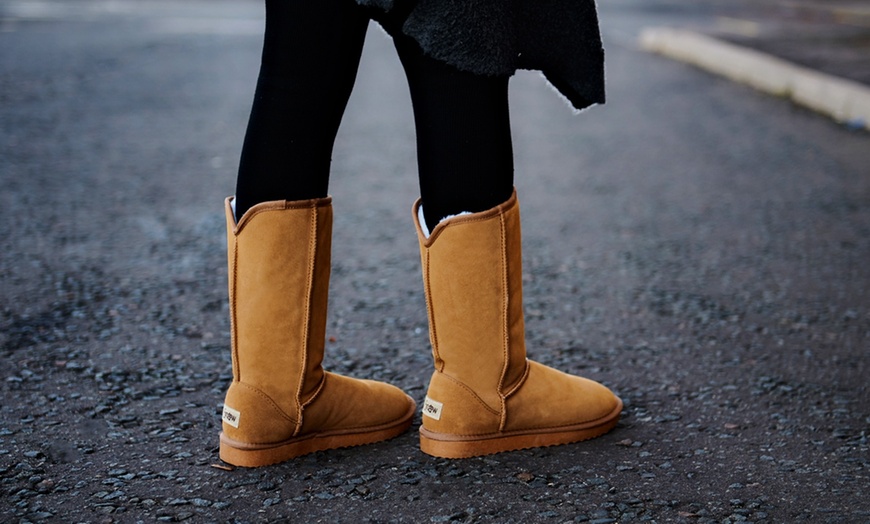 Image 3: Bottes femme en cuir fourrées