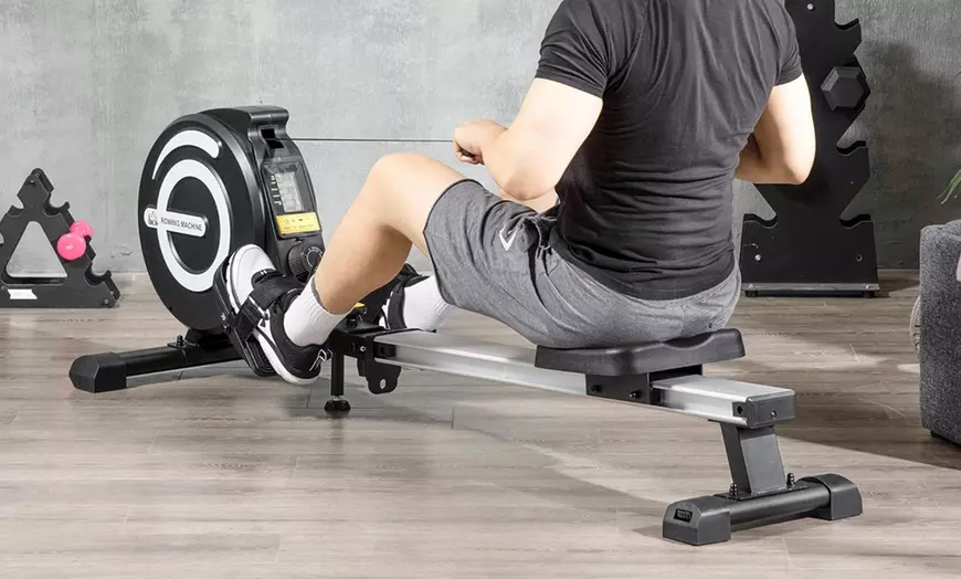 Image 8: HomCom Adjustable Rowing Machine for Indoor Fitness 