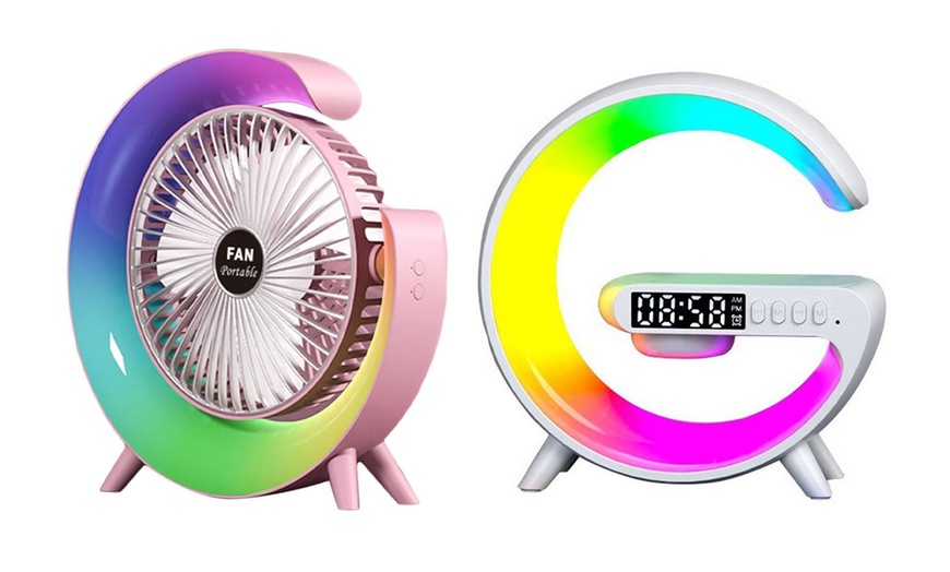 Image 12: USB Rechargeable Desk Fan or Alarm Clock or Set of Both