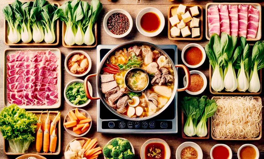 Image 1: All-You-Can-Eat Korean Hotpot & Roll Buffet for Two or Four People