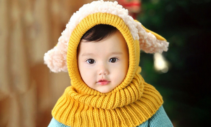 Image 6: Kid's Animal Knitted Hooded Scarf