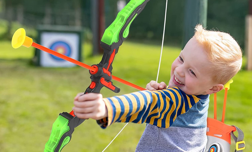 Image 3: Kids Archery Shooting Set with Light Up Bow And Arrow and Target-AR-F