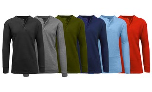 Men's Waffle-Knit Thermal Henley Tee