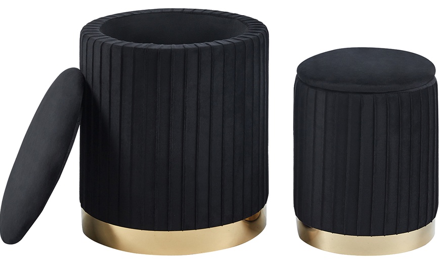 Image 19: Conjunto de pufs de terciopelo