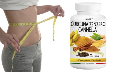 Fino a 720 capsule di integratore alimentare Line@ a base di curcuma, zenzero, cannella e pepe nero