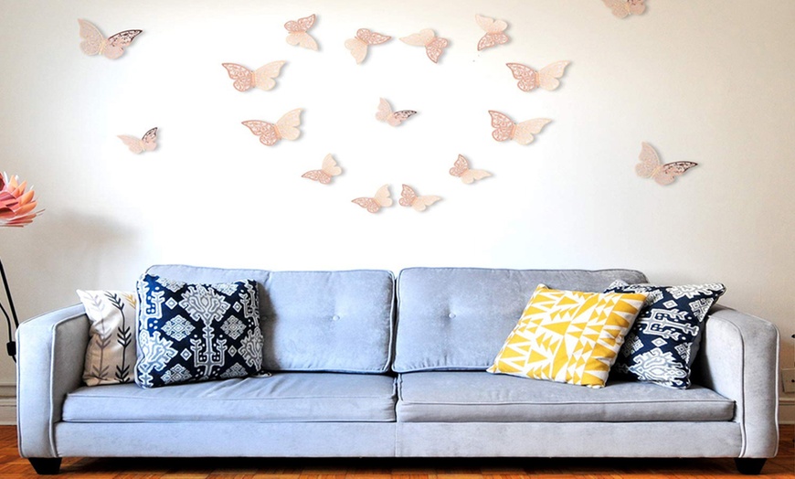 Image 6: 12, 36 or 60 Rose Gold Butterfly Wall Stickers