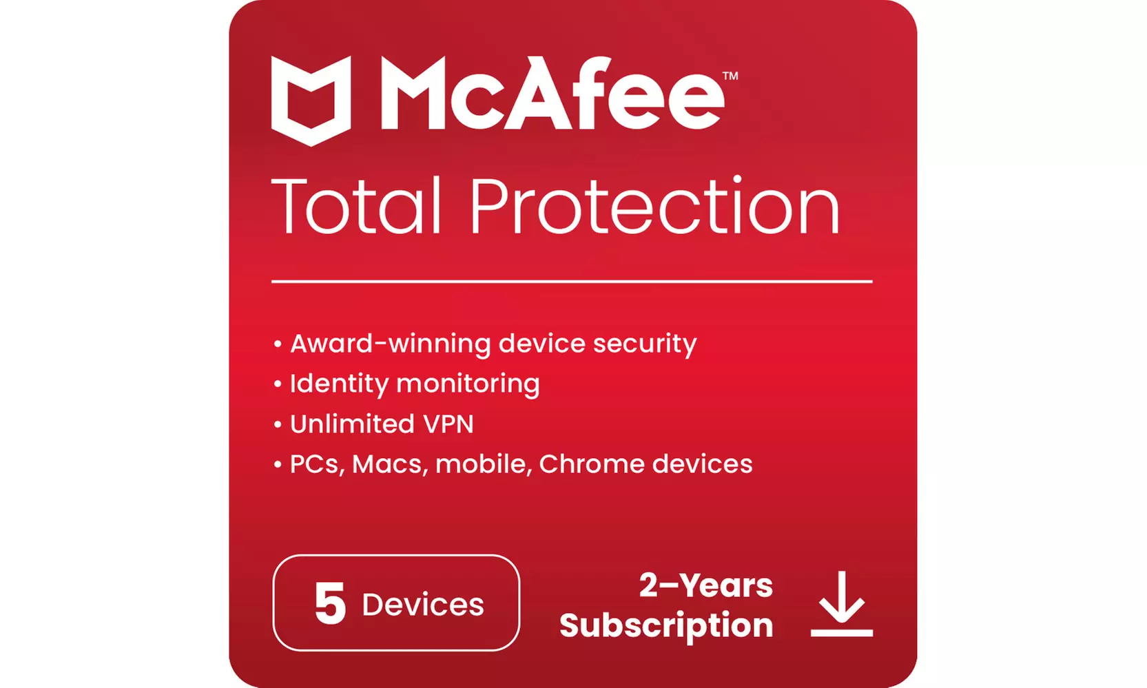 McAfee Total Protection 2024 para 1, 5 o 10 dispositivos, con vigencia de 1 o 2 años - Second Medium
