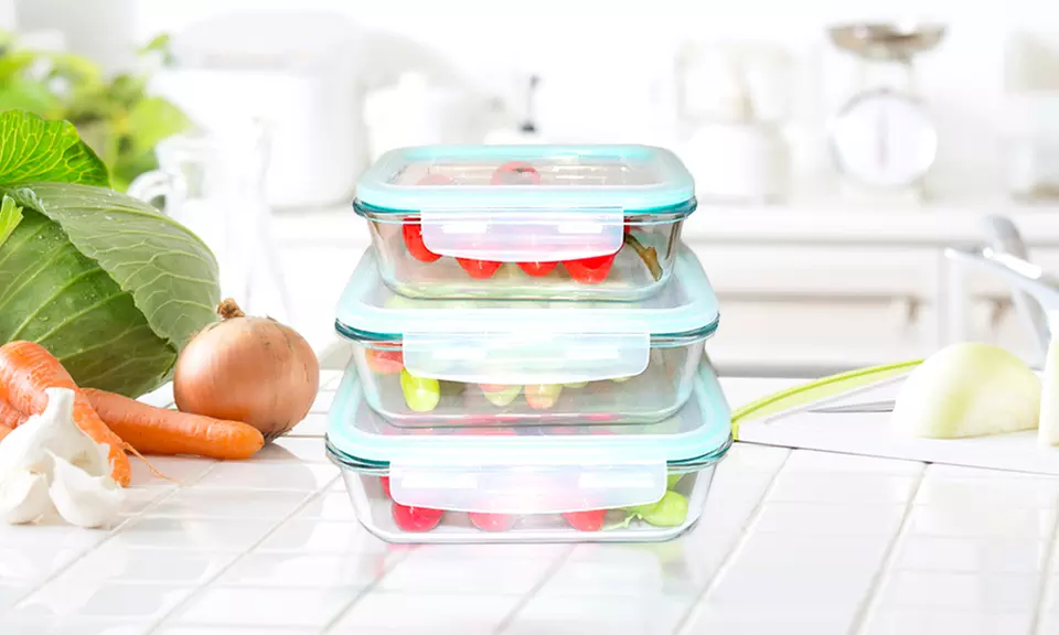 Lots de 2, 3 ou 5 récipients rectangulaires Silvano avec couvercles, de 630, 1040 et/ou 1500 ml, selon l'option choisie - Primary Image