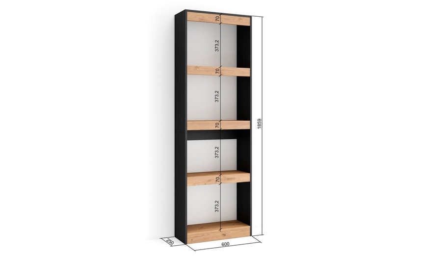 Image 7: Elegante estantería de madera porosa; 60cm x 186cm x 25cm