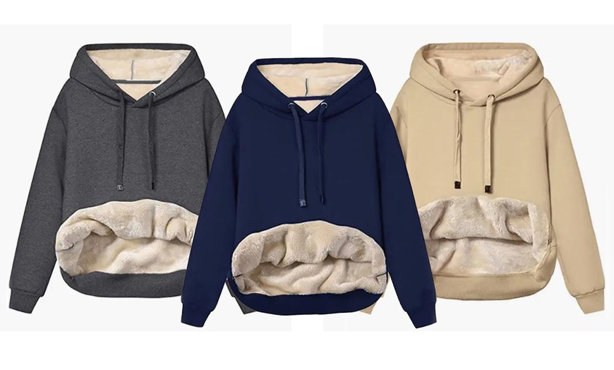 Image 1: Women's Fleece Hooded Thermal Sweatshirt 