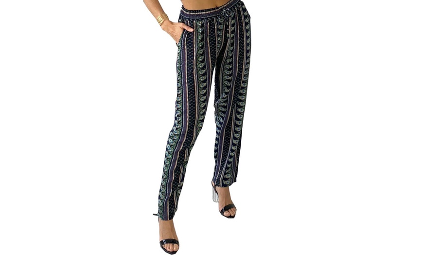 Image 23: Women's Travel Printed Cotton Trousers
