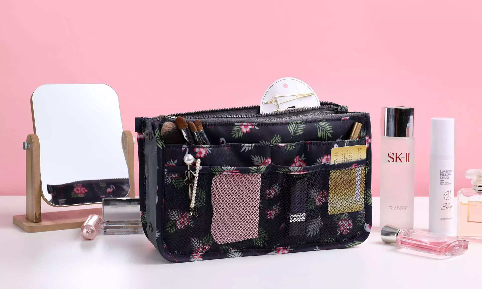 Handtas-organizer met flamingo print