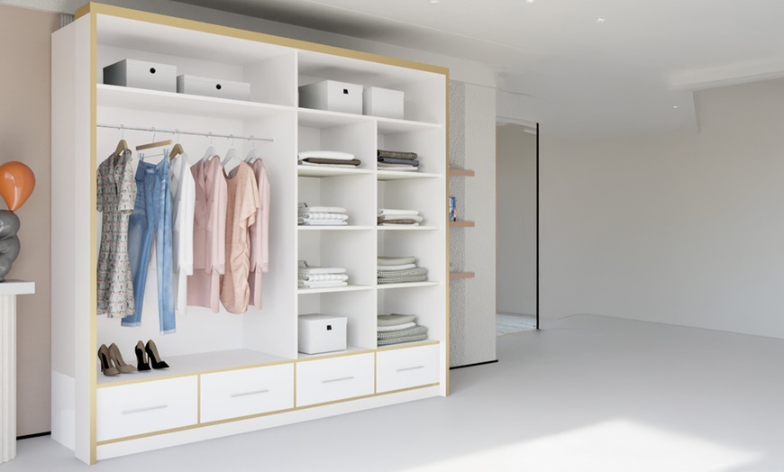 Image 11: Sweden Modern High Gloss Wardrobe with Drawers
