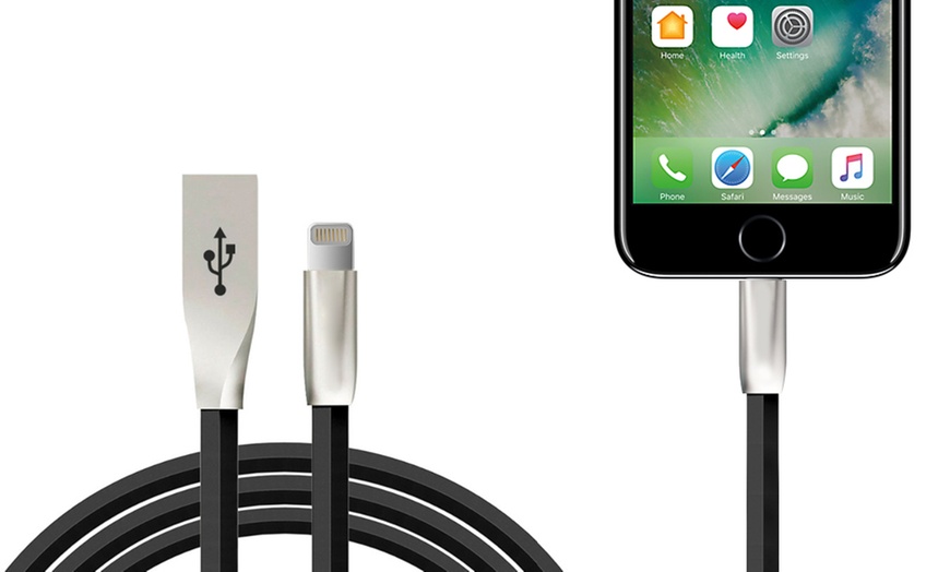 Image 2: Anti-Tangle Zinc Alloy Charge and Sync Cable for Apple Devices