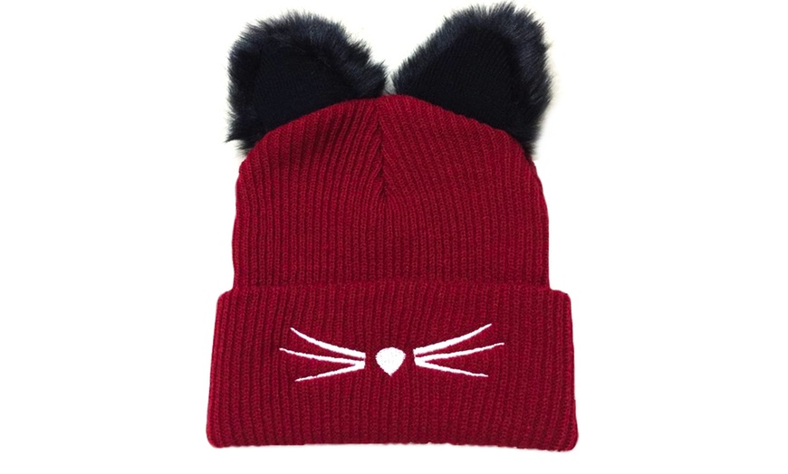 Image 2: Beanie Hat with Cat Ears