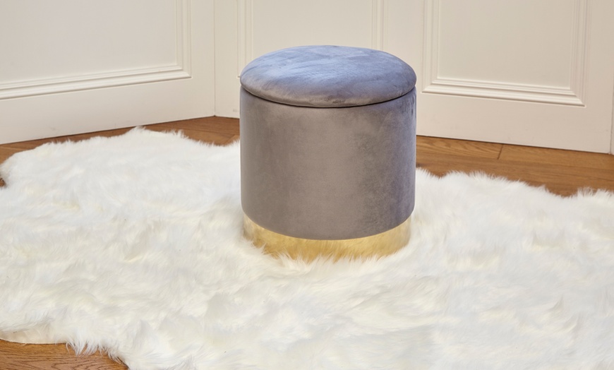 Image 8: Velvet Ottoman Upholstered Stool