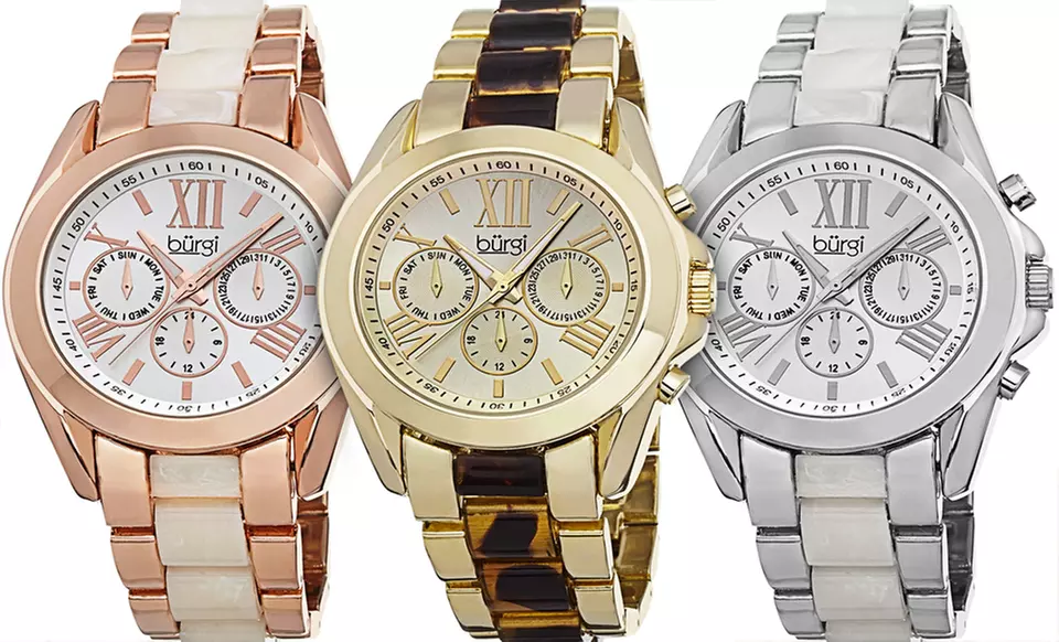 Burgi Women's Multifunction Watch in Gold, Rose, or Silver Tone. Free Returns. - Primary Image