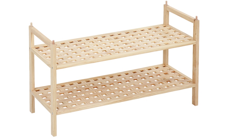 Image 2: Walnut Wood Shoe Rack