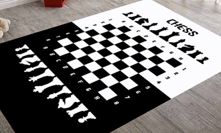 Image 1: Non-Slip Chess Design Rugs