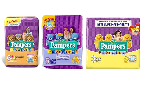 Fino a 120 pannolini Pampers Progressi, disponibili in varie misure