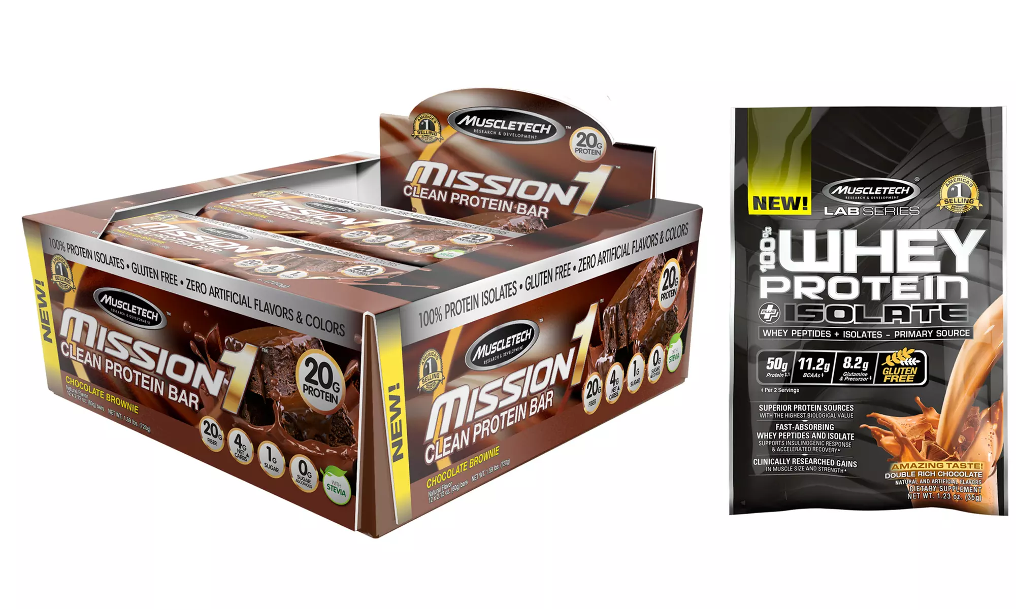 Mission1 Clean Protein Bar (12-Pack) with 2 Protein Isolate Samples - Second Medium