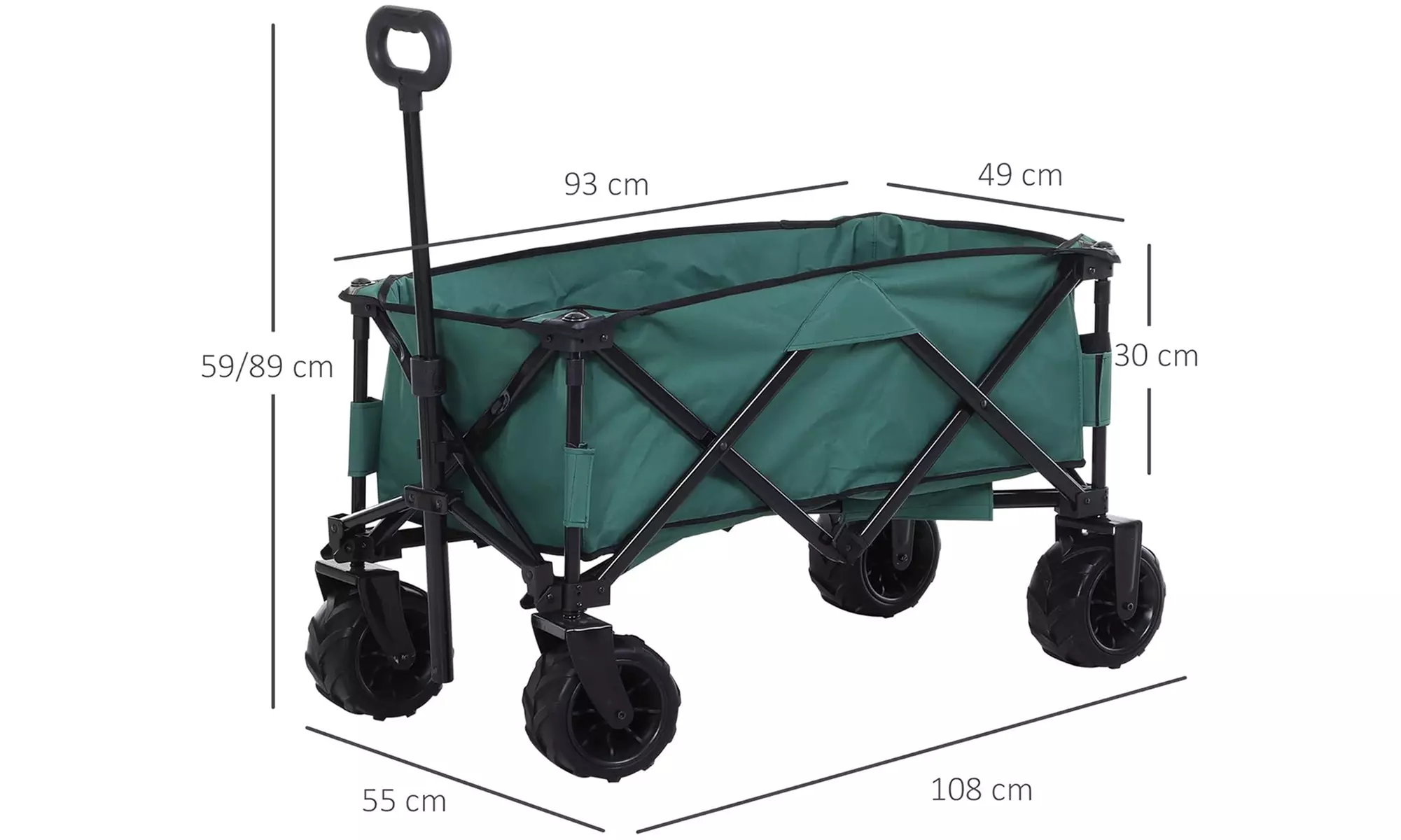 Outsunny Outdoor Folding Garden Trolley on Wheels