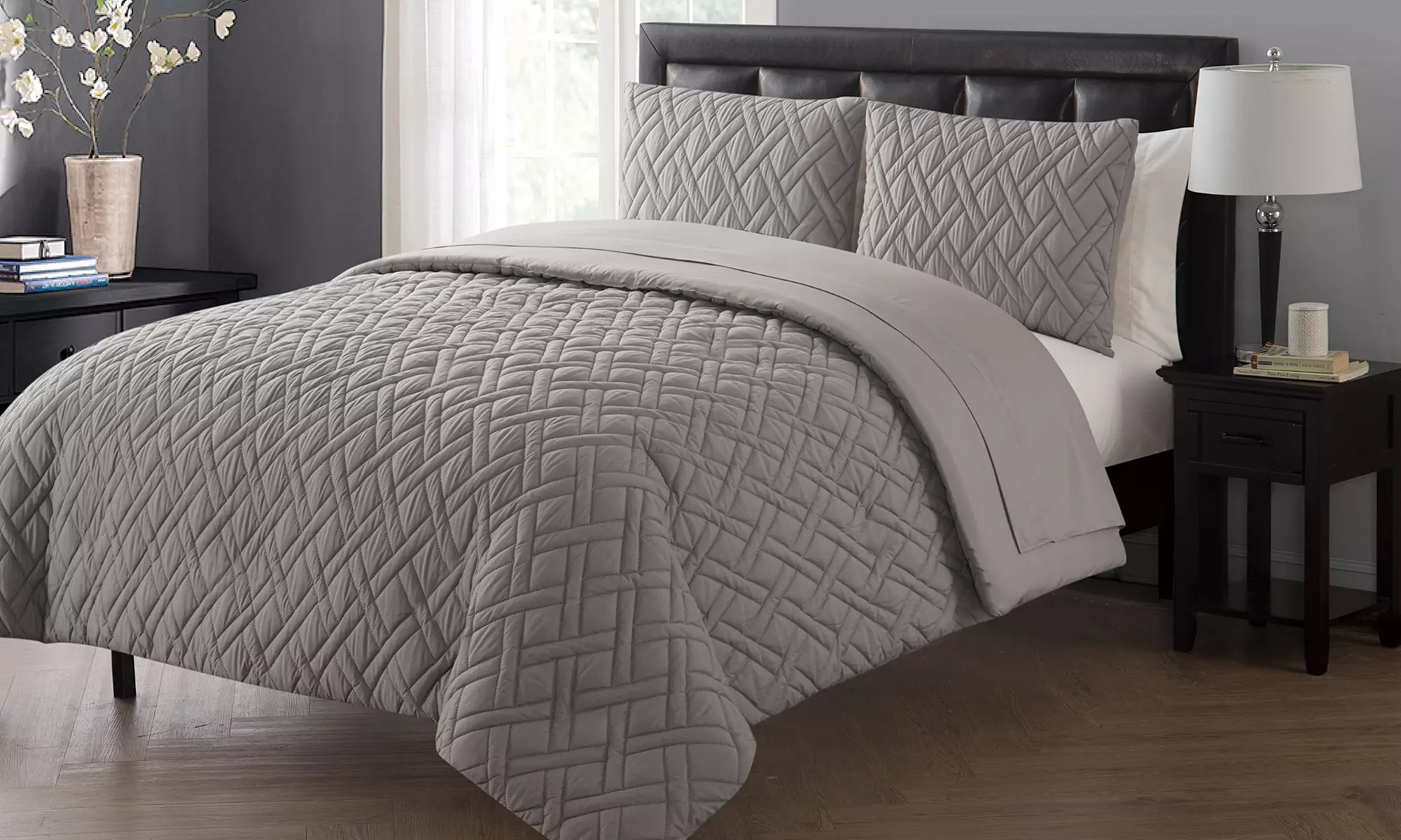 Embossed Bed-in-a-Bag with Solid Sheets (5 or 7 piece) - Primary Image