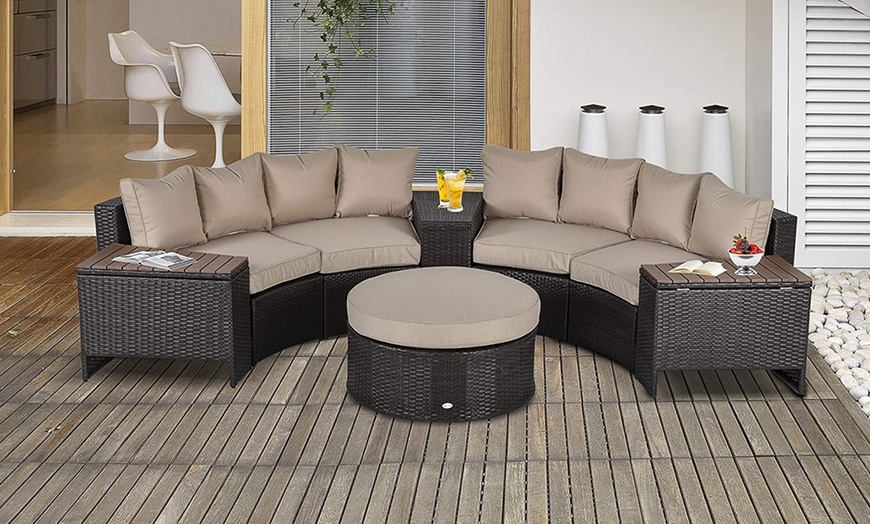 Outsunny PE Rattan Half Moon Set | Groupon Goods