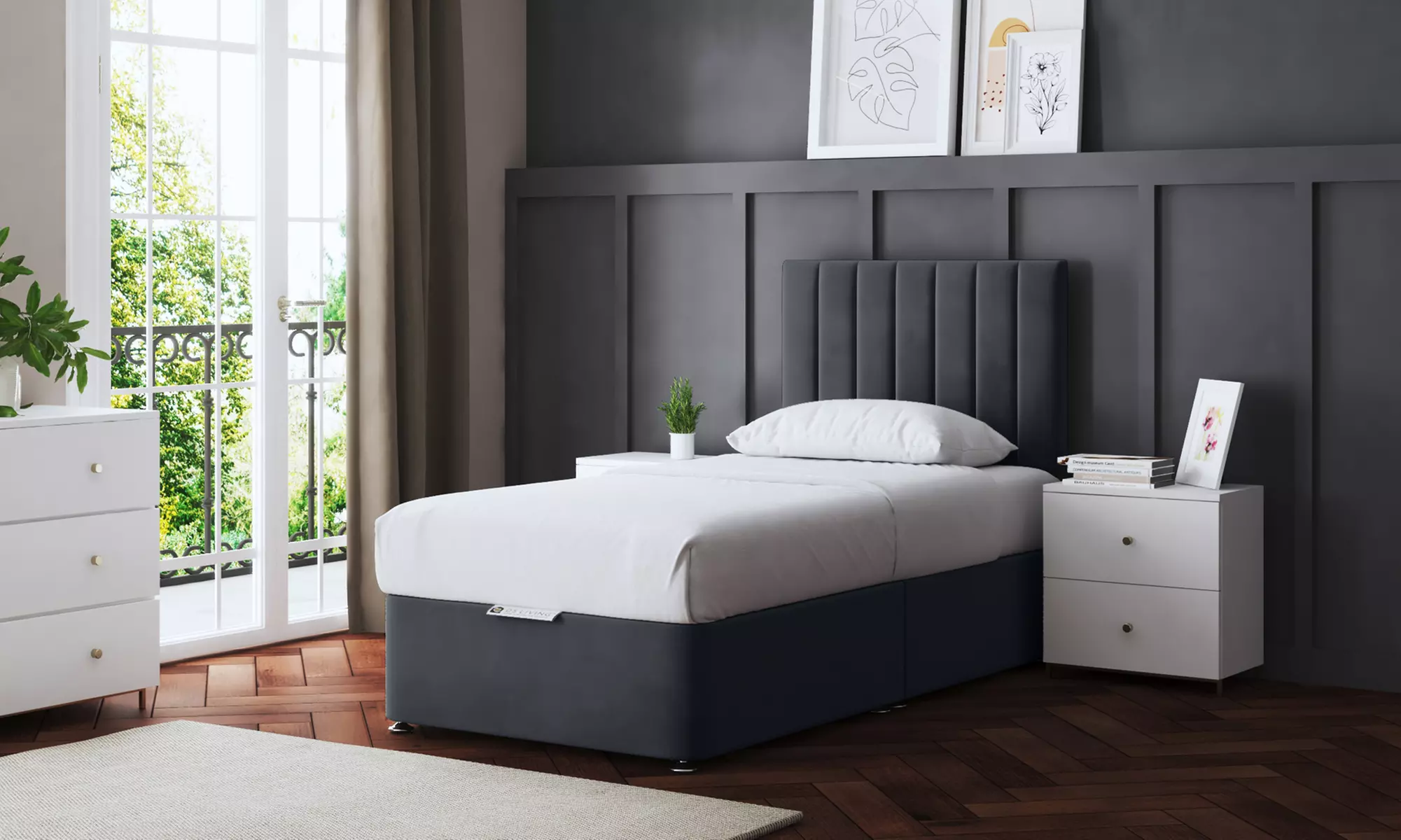 Amelia Panel Divan Bed with Two Drawers - Primary Image